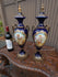 PAIR antique sevres style cobalt porcelain Vases romantic decor marked