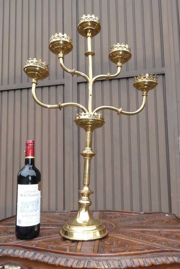 Large Church Copper brass Candelabra Candlestick Religious