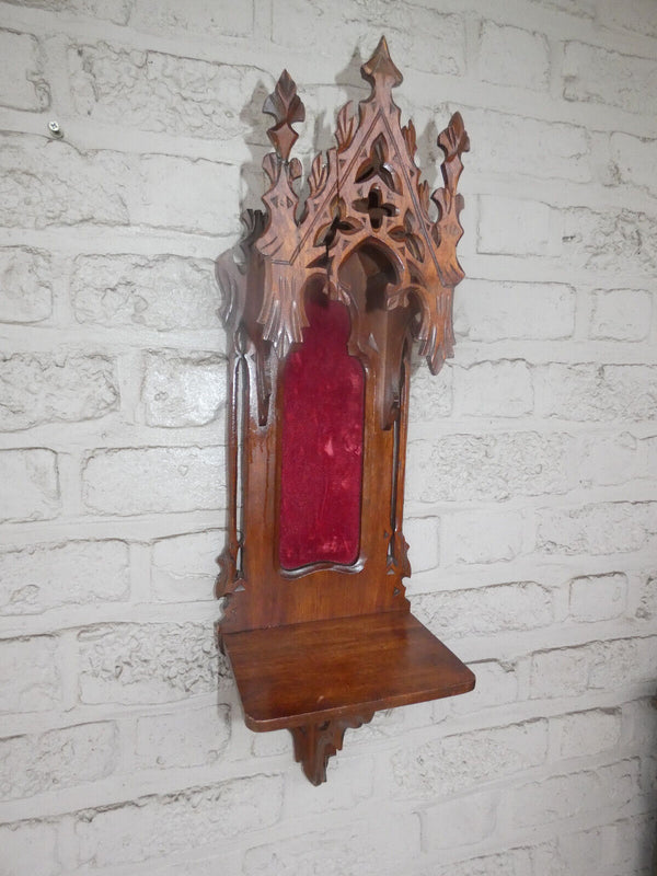 Antique french neo gothic wood carving Wall console niche chapel religious