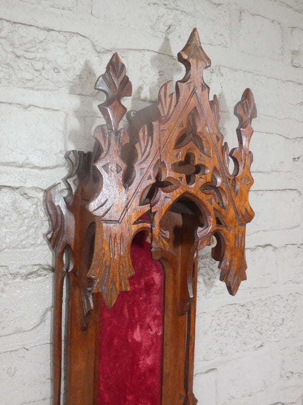 Antique french neo gothic wood carving Wall console niche chapel religious