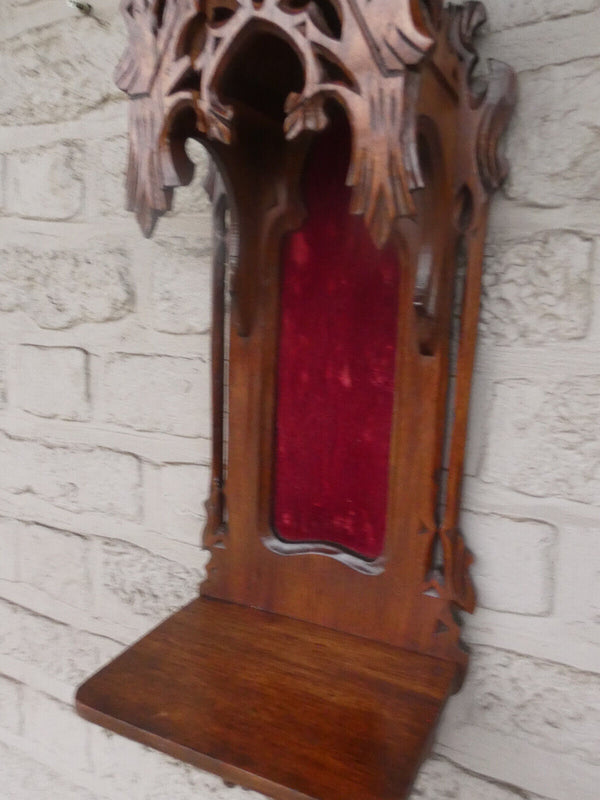 Antique french neo gothic wood carving Wall console niche chapel religious