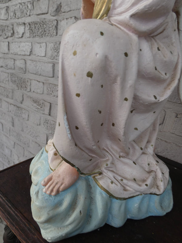 Antique LARGE kneeling Angel Religious sculpture statue rare