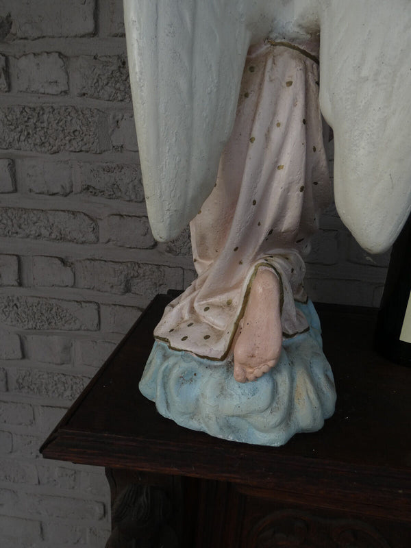 Antique LARGE kneeling Angel Religious sculpture statue rare