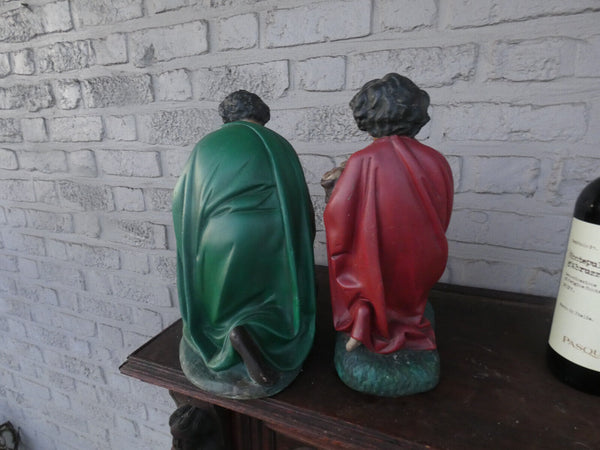 PAIR antique nativity christmas apostel figurine statue religious