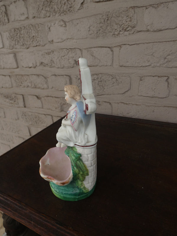 Antique 19thc letu mauger french bisque porcelain young jesus holy water font