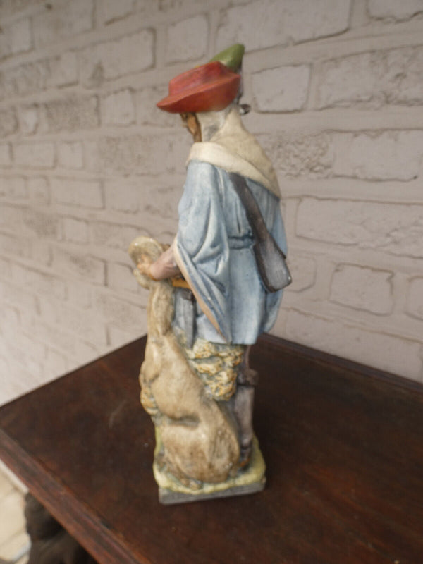 Antique Stoneware Saint HUBERT hunt patron  statue sculpture religious rare