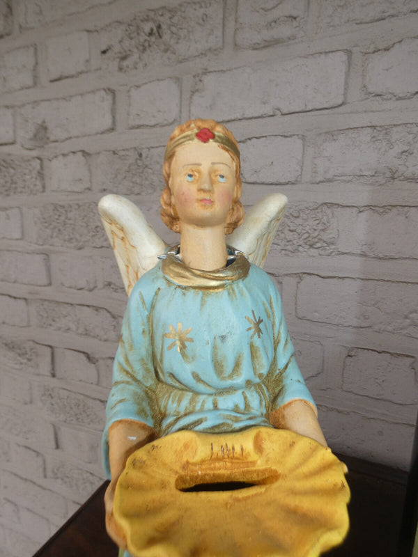 Antique french chalk Nodding Angel figurine statue missionary piggy bank rare