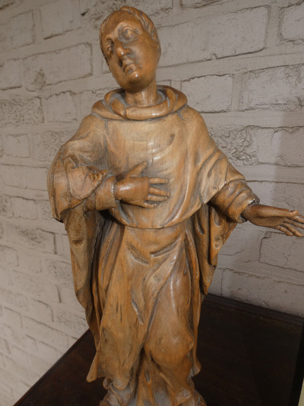 Antique 19thc French religious saint Figurine statue sculpture monk