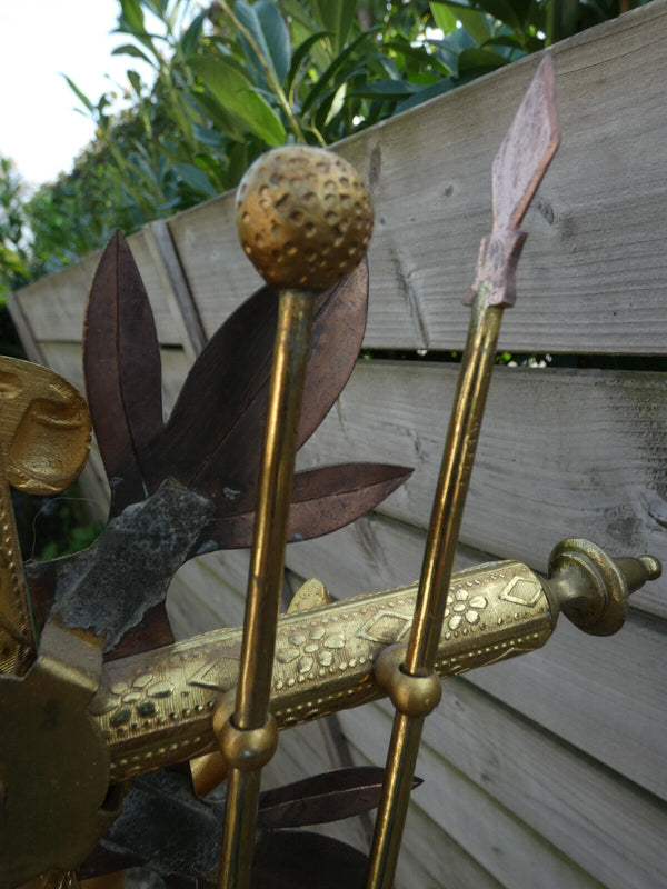 Antique french copper brass Altar crucifix tools Rare