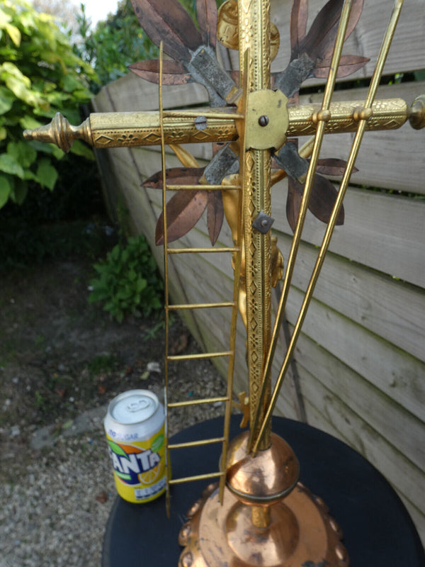 Antique french copper brass Altar crucifix tools Rare