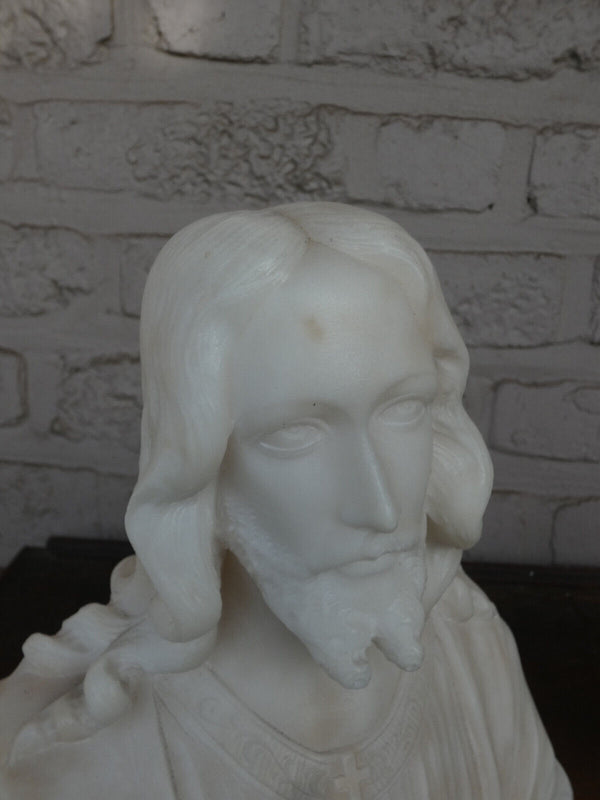 Antique BALESTRA signed Sacred heart bust sculpture MArble alabaster