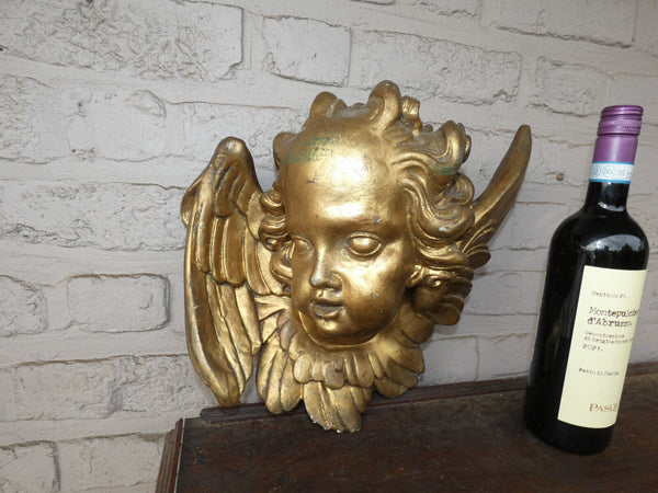 Large antique chalk Angel head wall sculpture statue religious