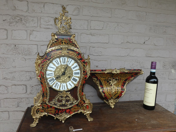 Vintage BOULLE inlay decor Clock with console 1970