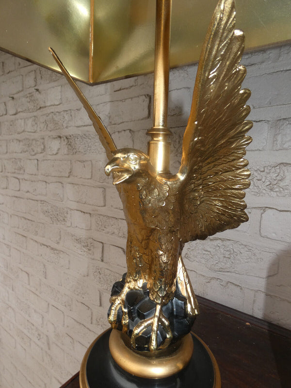 Hollywood regency 1970 MAISON DEKNUDT eagle brass gold gilt table lamp rare