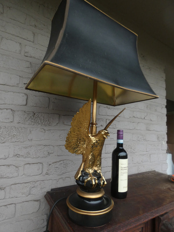 Hollywood regency 1970 MAISON DEKNUDT eagle brass gold gilt table lamp rare