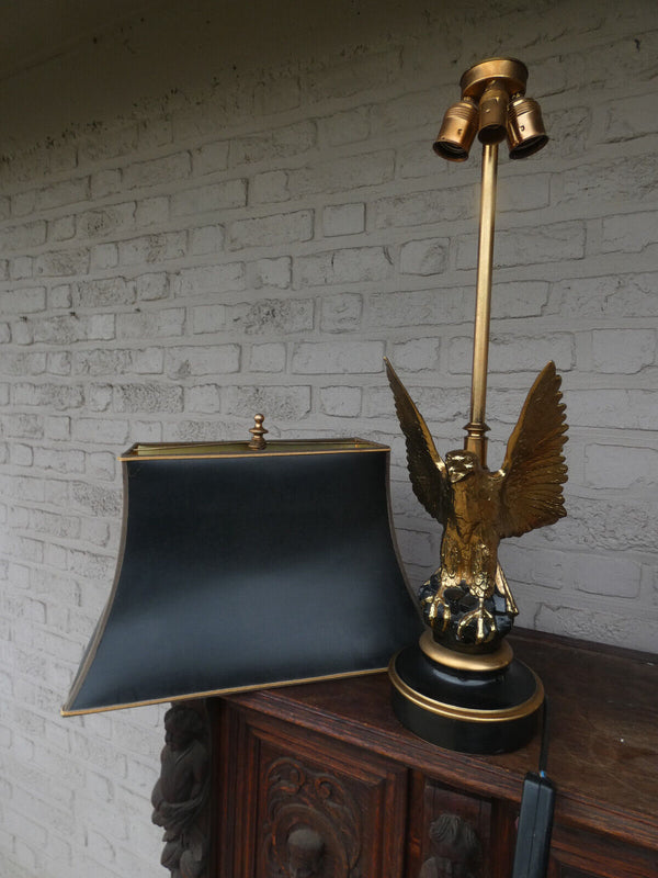 Hollywood regency 1970 MAISON DEKNUDT eagle brass gold gilt table lamp rare