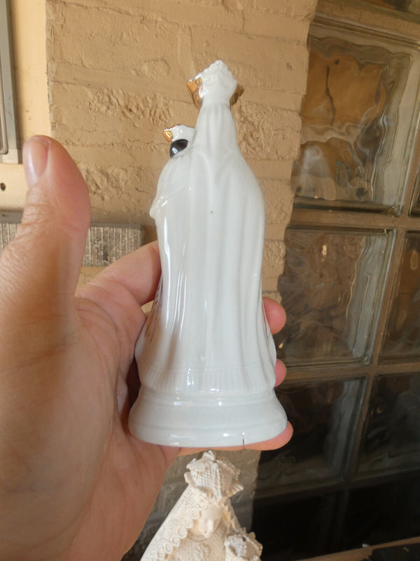 Antique French vieux paris porcelain notre dame de hal black madonna statue