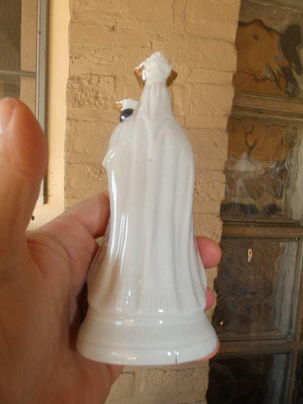 Antique French vieux paris porcelain notre dame de hal black madonna statue