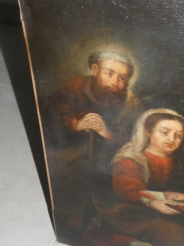 Antique 1800s Religious SAINT ANNE mary oil canvas painting rare