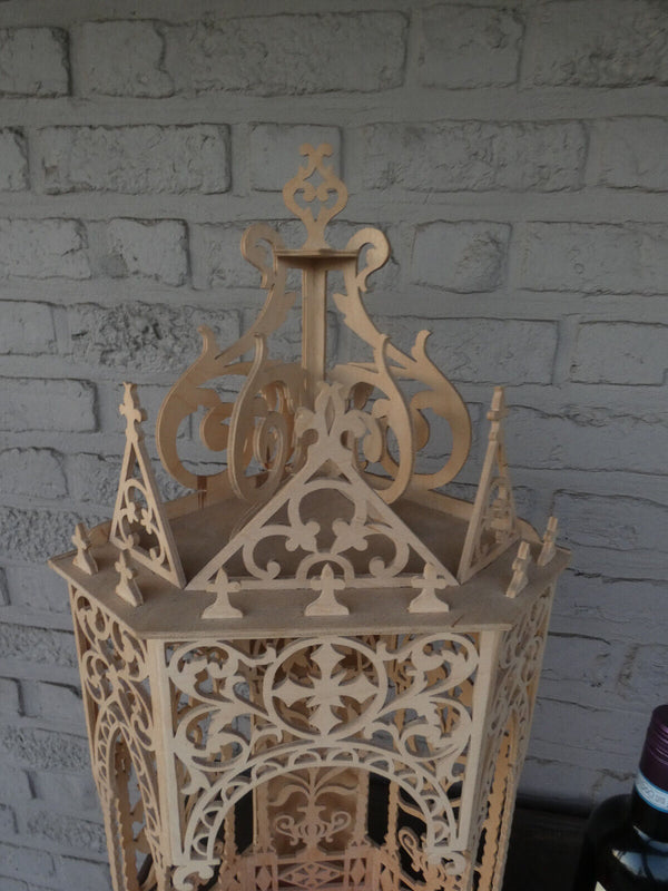 Vintage L wood cut religious home altar  chapel neo gothic design rare