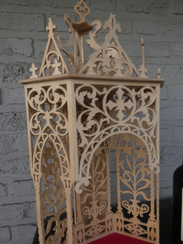 Vintage L wood cut religious home altar  chapel neo gothic design rare