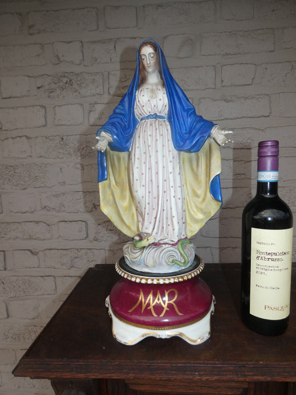 XL Rare Vieux paris porcelain Madonna MAry immaculate conception statue figurine