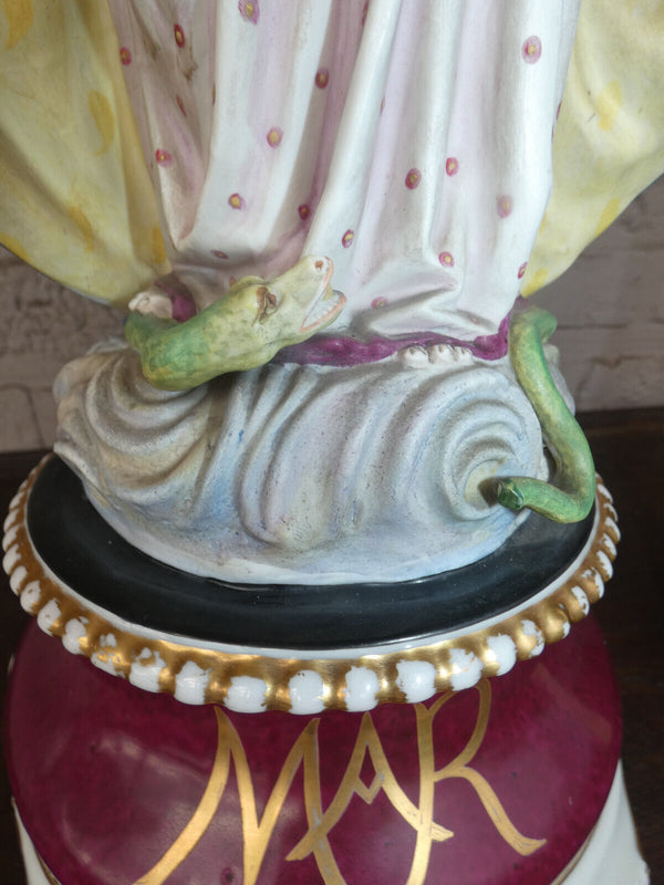 XL Rare Vieux paris porcelain Madonna MAry immaculate conception statue figurine