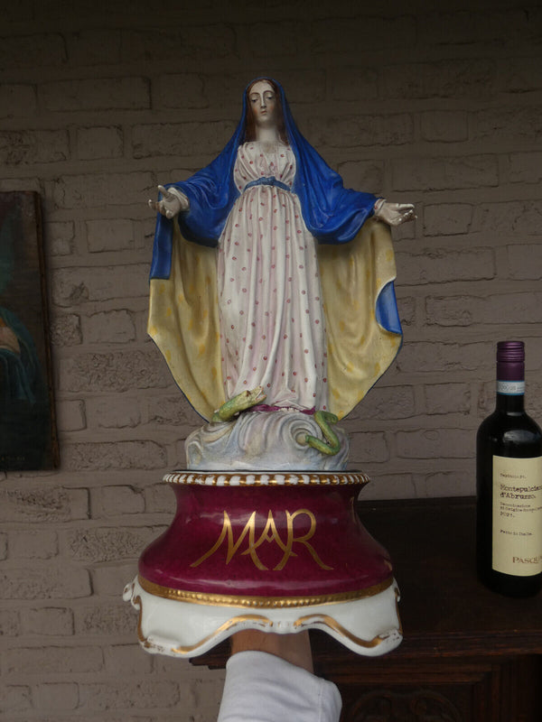 XL Rare Vieux paris porcelain Madonna MAry immaculate conception statue figurine