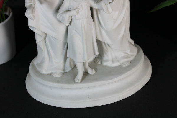 Antique french bisque porcelain holy family group statue religious Rare