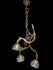 Antique Bronze putti angel pendant lamp chandelier floral decor 3 shades glass