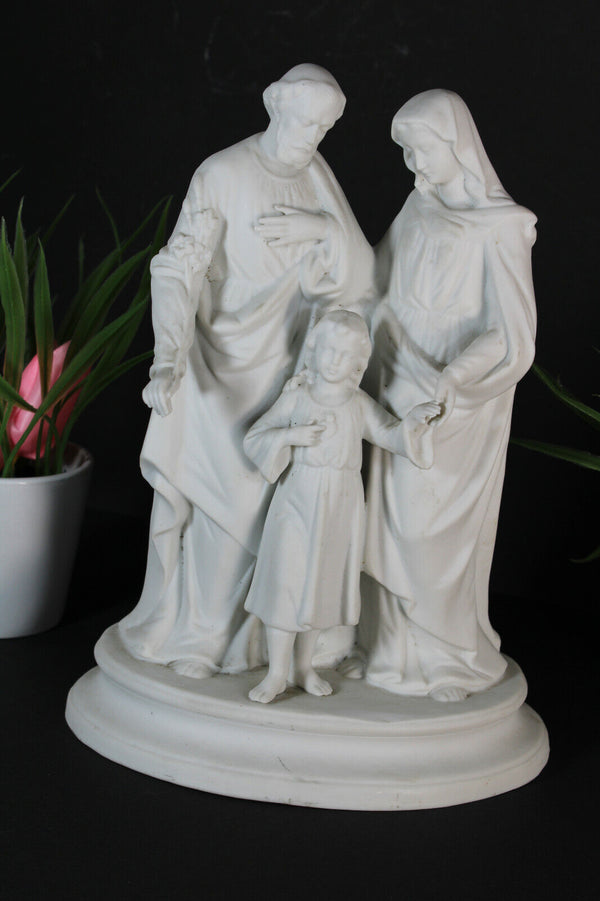 Antique french bisque porcelain holy family group statue religious Rare