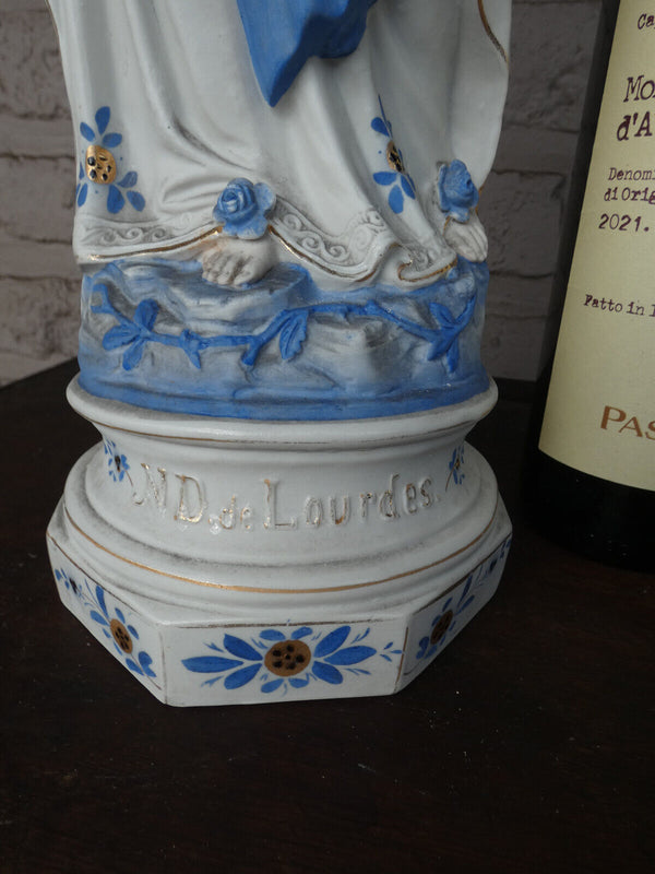 Antique german bisque porcelain Large MAdonna Notre dame LOURDES statue religiou