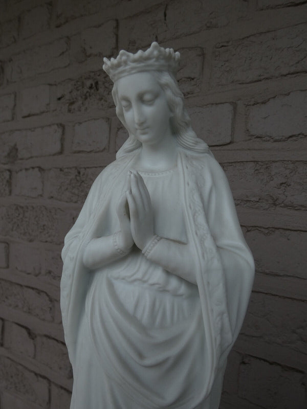 Antique French large bisque porcelain madonna statue figurine