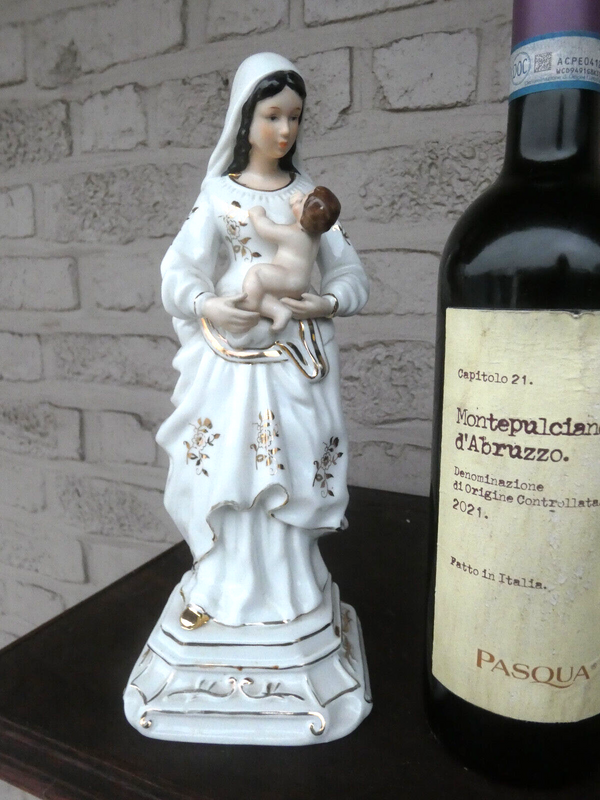 Vintage 1970 porcelain madonna child figurine statue religious
