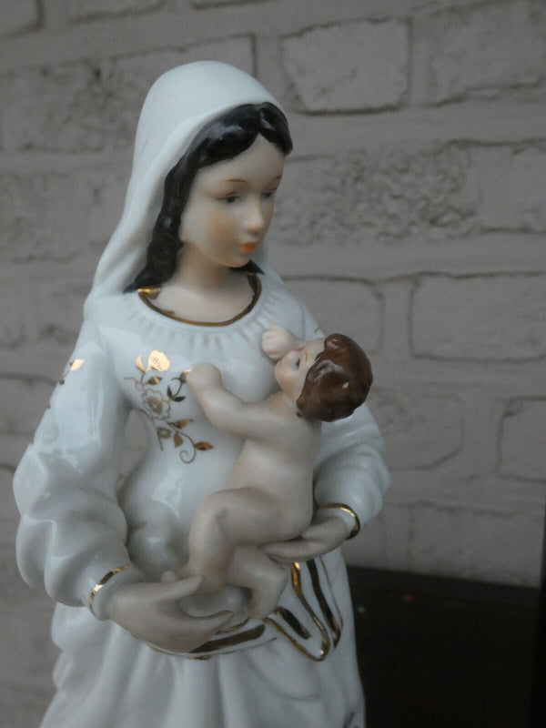 Vintage 1970 porcelain madonna child figurine statue religious