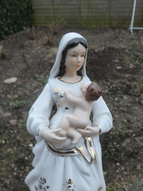 Vintage 1970 porcelain madonna child figurine statue religious