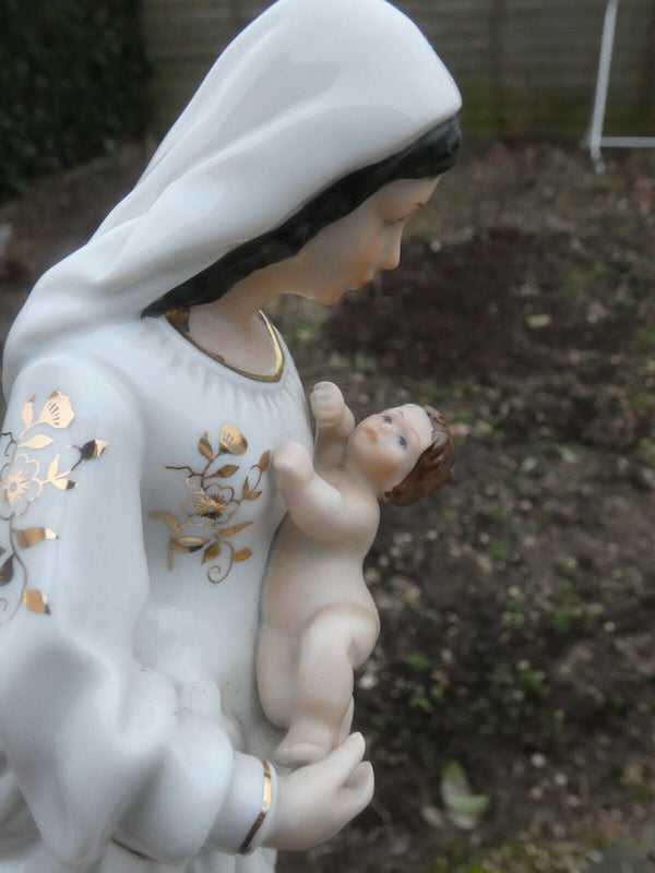 Vintage 1970 porcelain madonna child figurine statue religious
