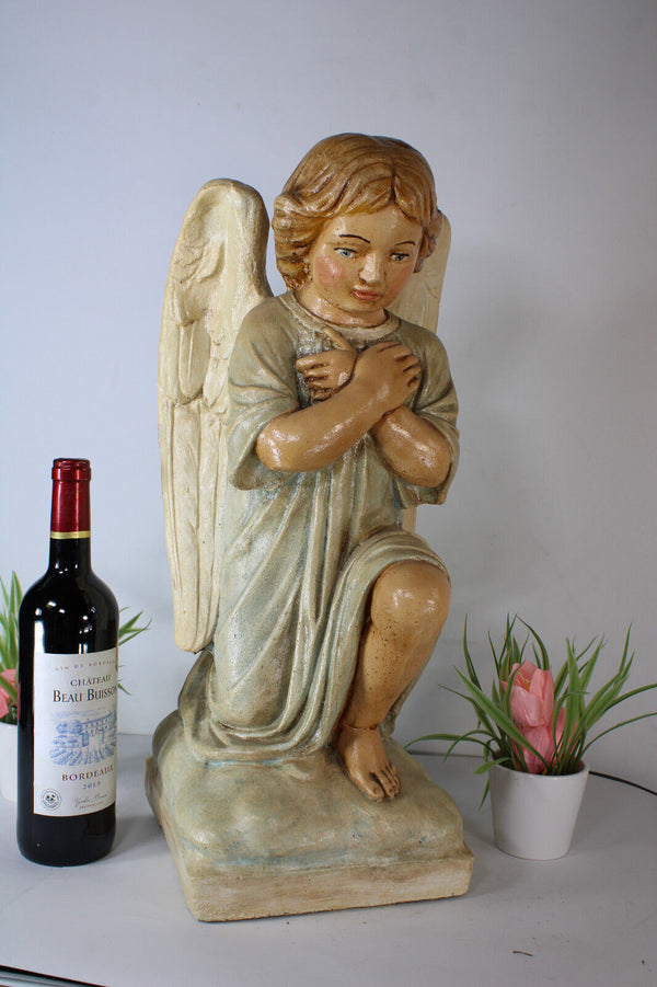 Antique French religious stoneware angel statue figurine religious church