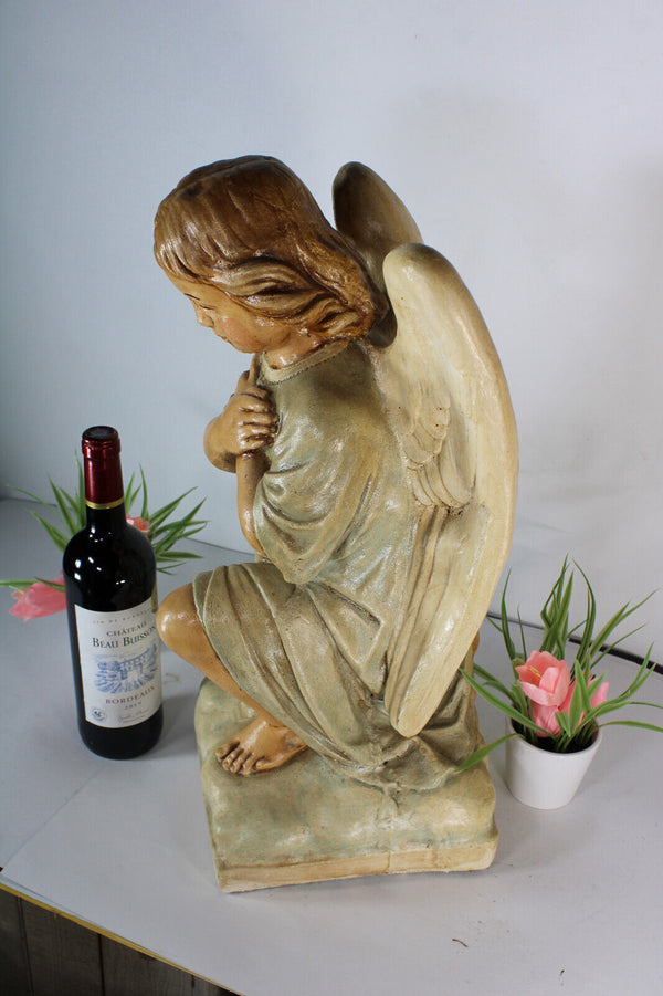 Antique French religious stoneware angel statue figurine religious church