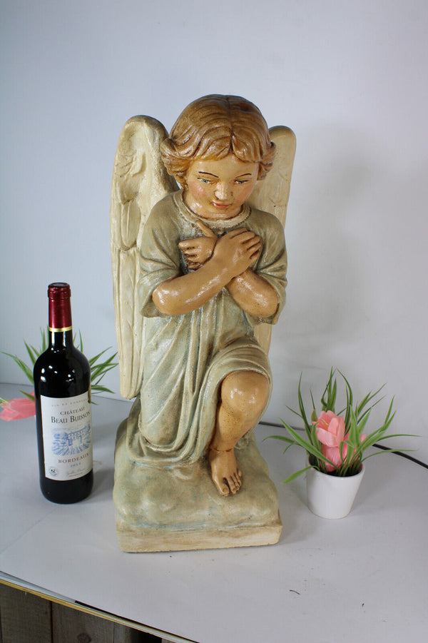 Antique French religious stoneware angel statue figurine religious church