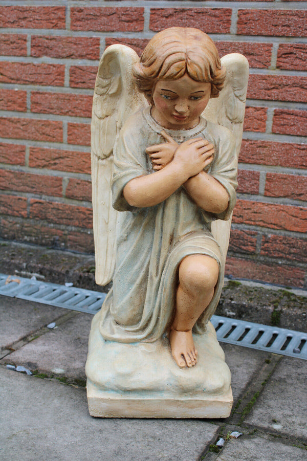 Antique French religious stoneware angel statue figurine religious church