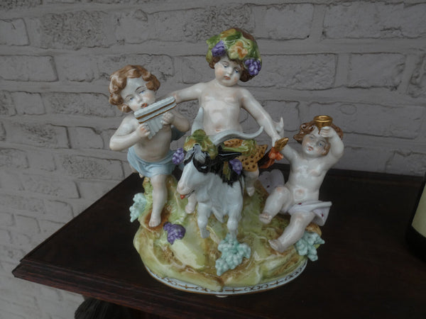 Scheibe alsbach Kister porcelain german Bacchus cherub goat wine group statue