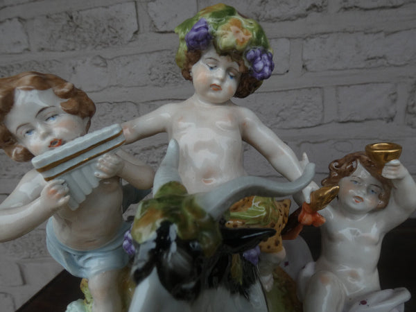 Scheibe alsbach Kister porcelain german Bacchus cherub goat wine group statue