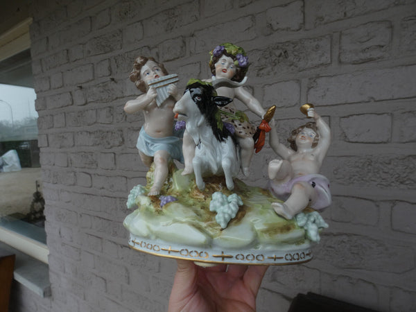 Scheibe alsbach Kister porcelain german Bacchus cherub goat wine group statue