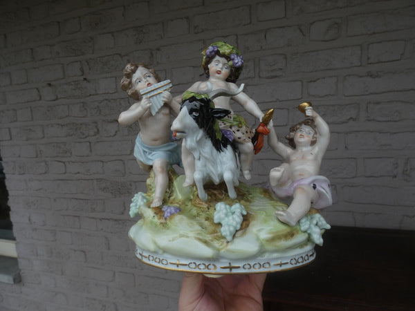 Scheibe alsbach Kister porcelain german Bacchus cherub goat wine group statue