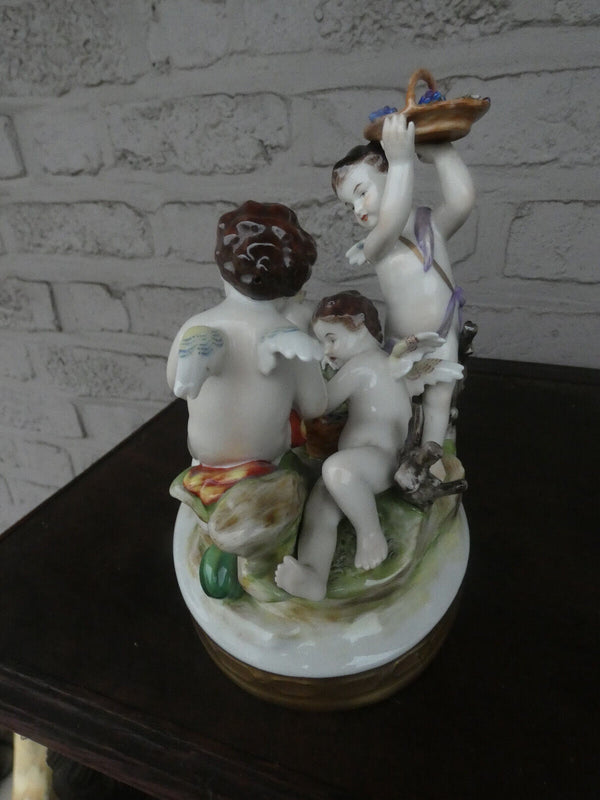 Antique German Volkstedt marked porcelain putti cherub figurine group statue