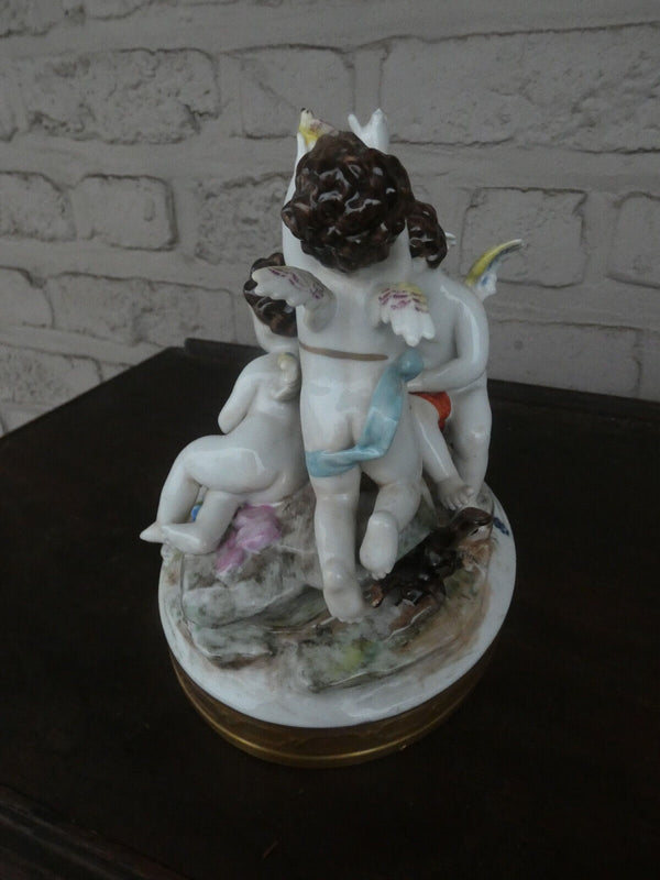 Antique German Volkstedt marked porcelain putti cherub figurine bir group statue