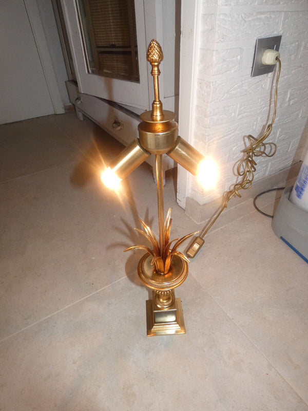 Hollywood regency brass Leaves Table lamp attr maison jansen