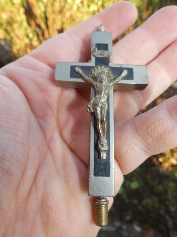 Antique italian Crucifix cross pendant  catholic multi 4 Relics saint holder