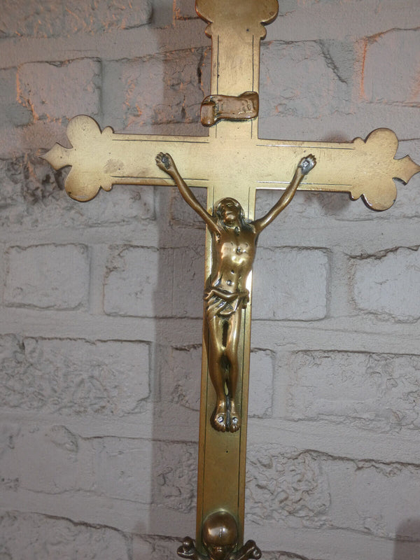 Antique Bronze crucifix altar religious